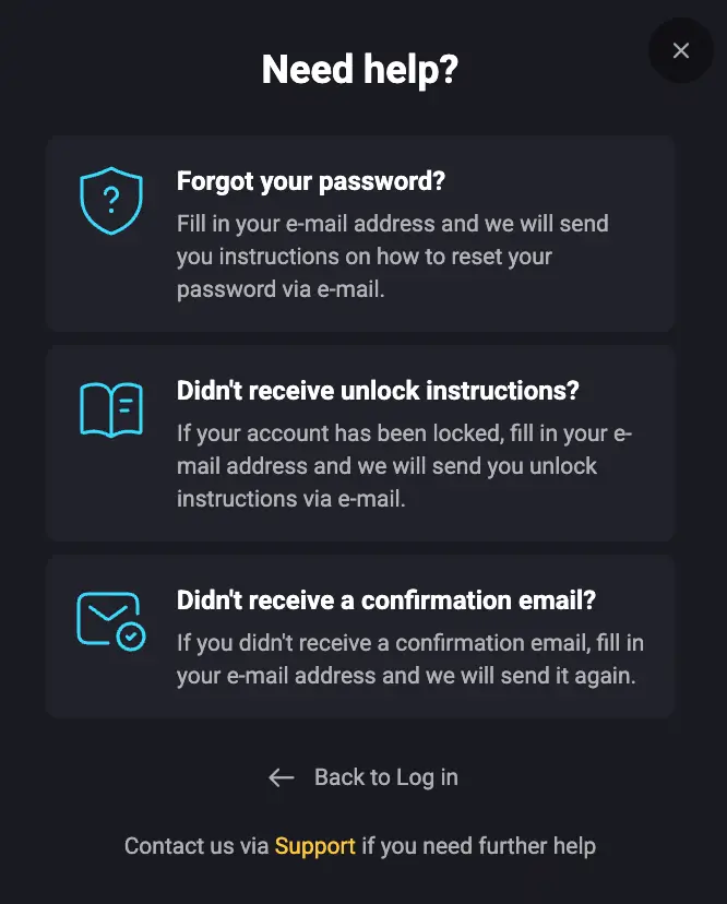 reset your password - help screen illustration