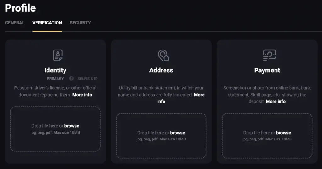 Amonbet Casino verification - screen illustration